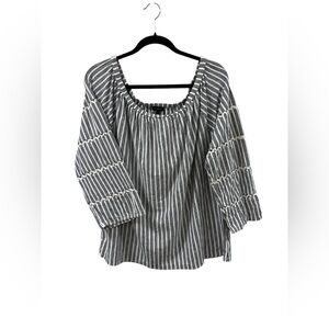 Talbots Black and White Striped Blouse